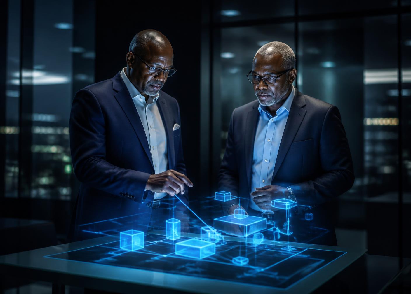 Lohheya executives reviewing a solution architecture